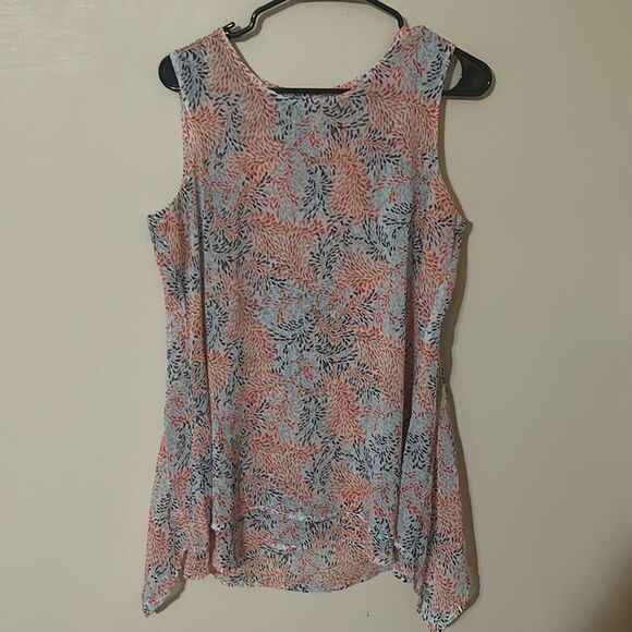 FEVER SLEEVELESS FLORAL BLOUSE SZ MED - Picture 1 of 6